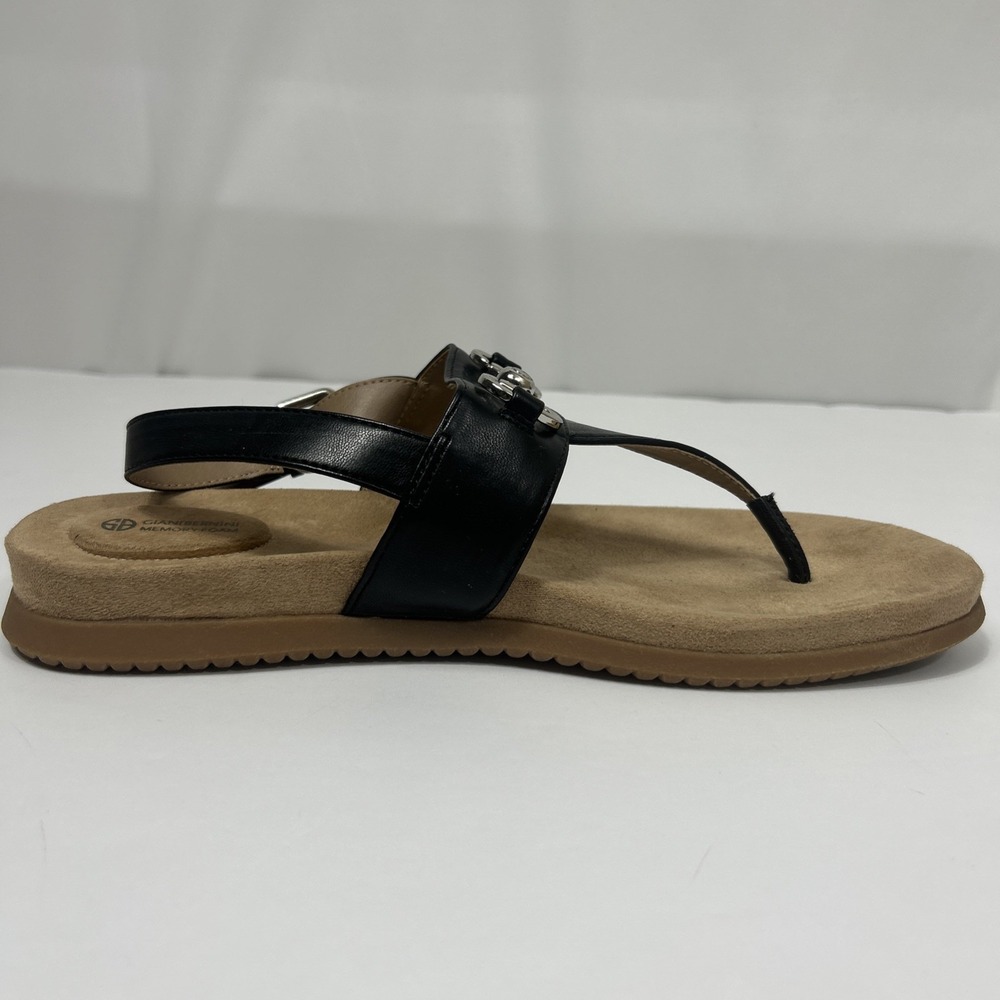 Gani Bernini  Cynthia Women's Black Faux Leather Thong Sling Back Sandals‎ 10